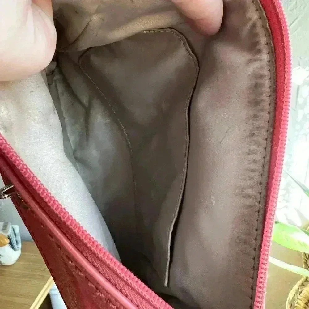 Coach Pink Pebbled Leather Crossbody Bag with Turnlock Pocket